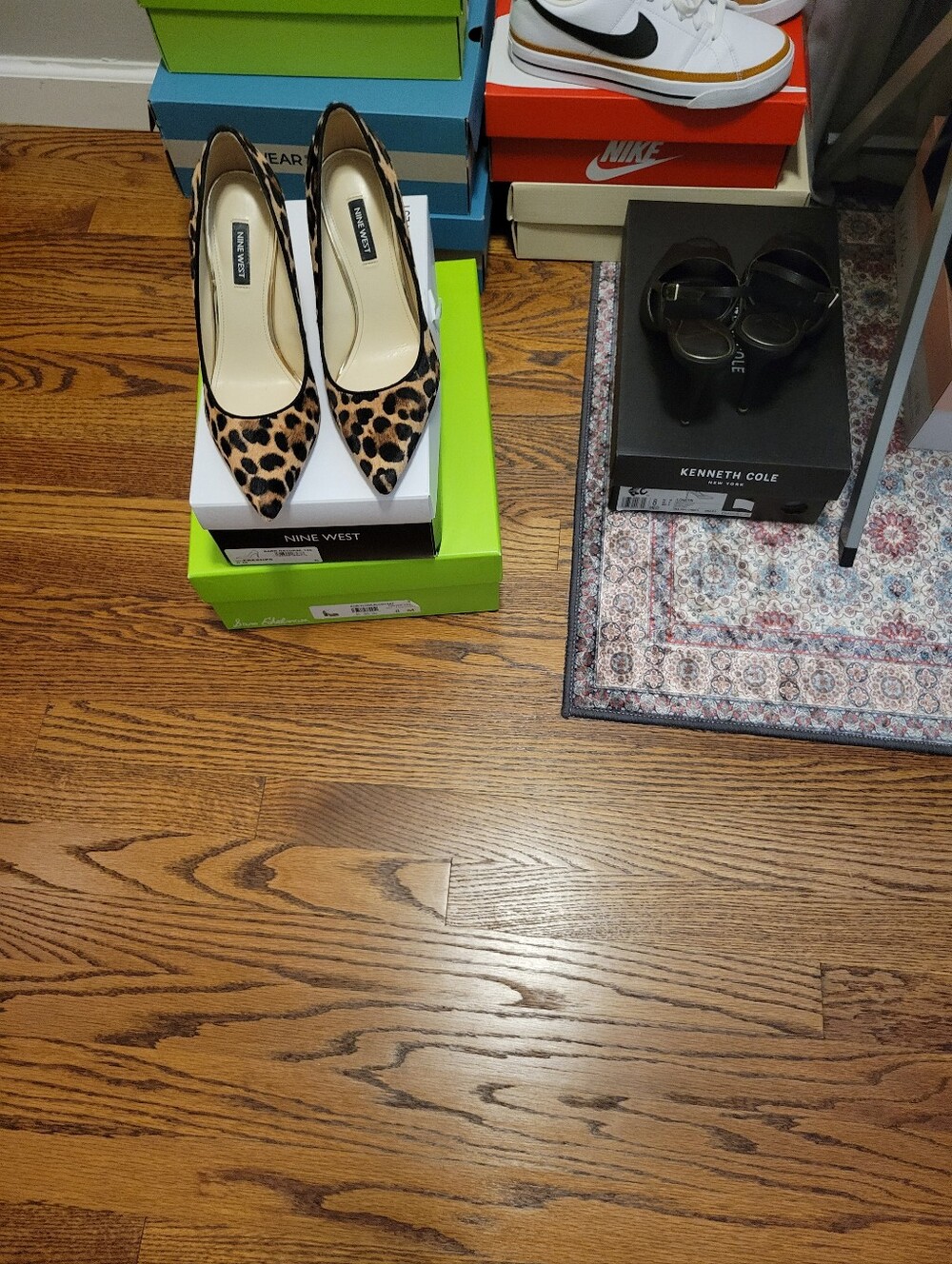 Nine West Leopard-Print Pointed Toe Pumps - Brown/Cream - Size 8